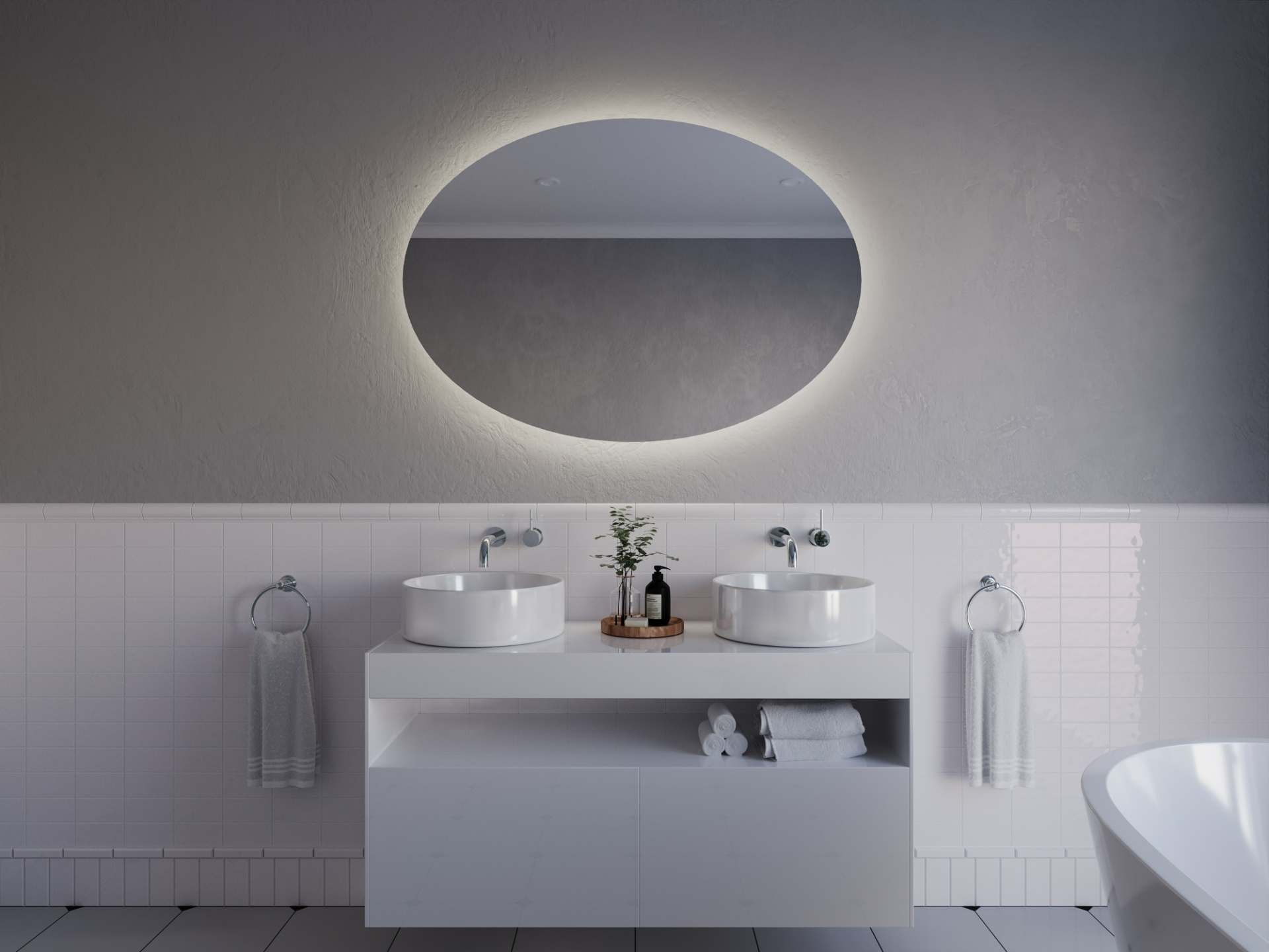 Ovale spiegel met LED verlichting A32
