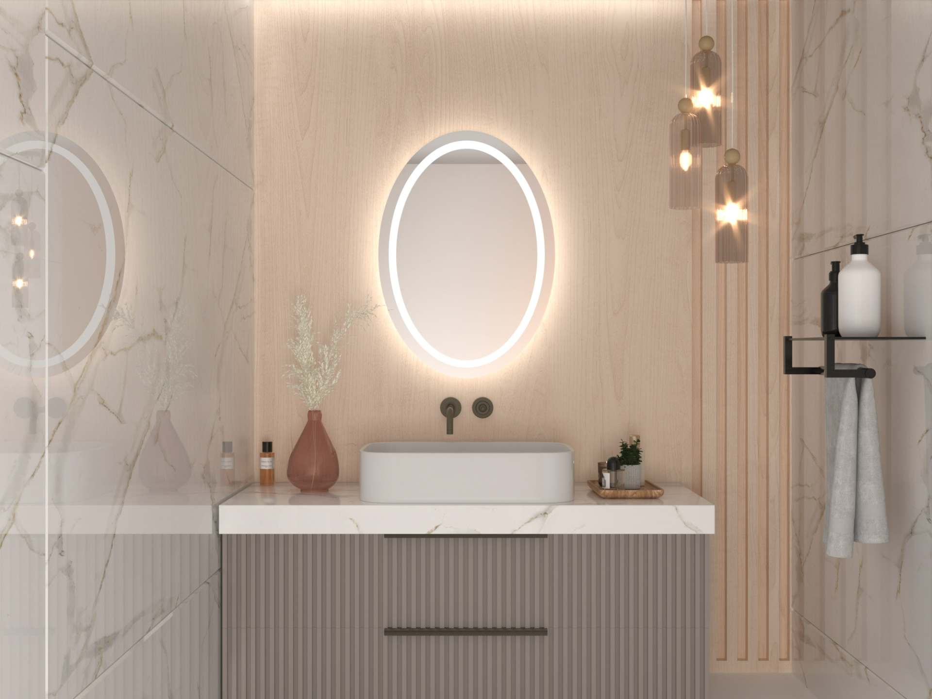 Ovale spiegel met LED verlichting A13