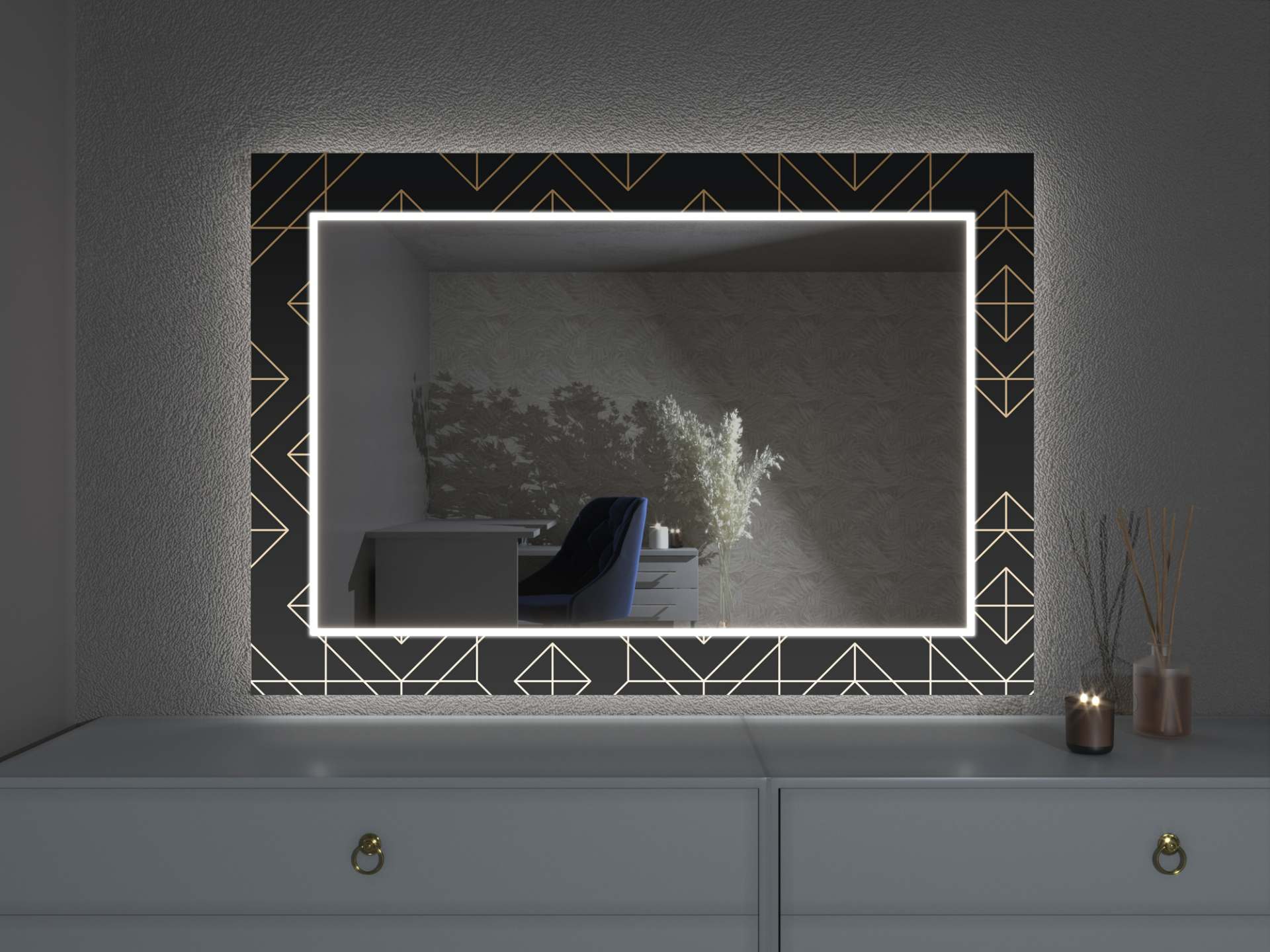 LED spiegel met decor D10