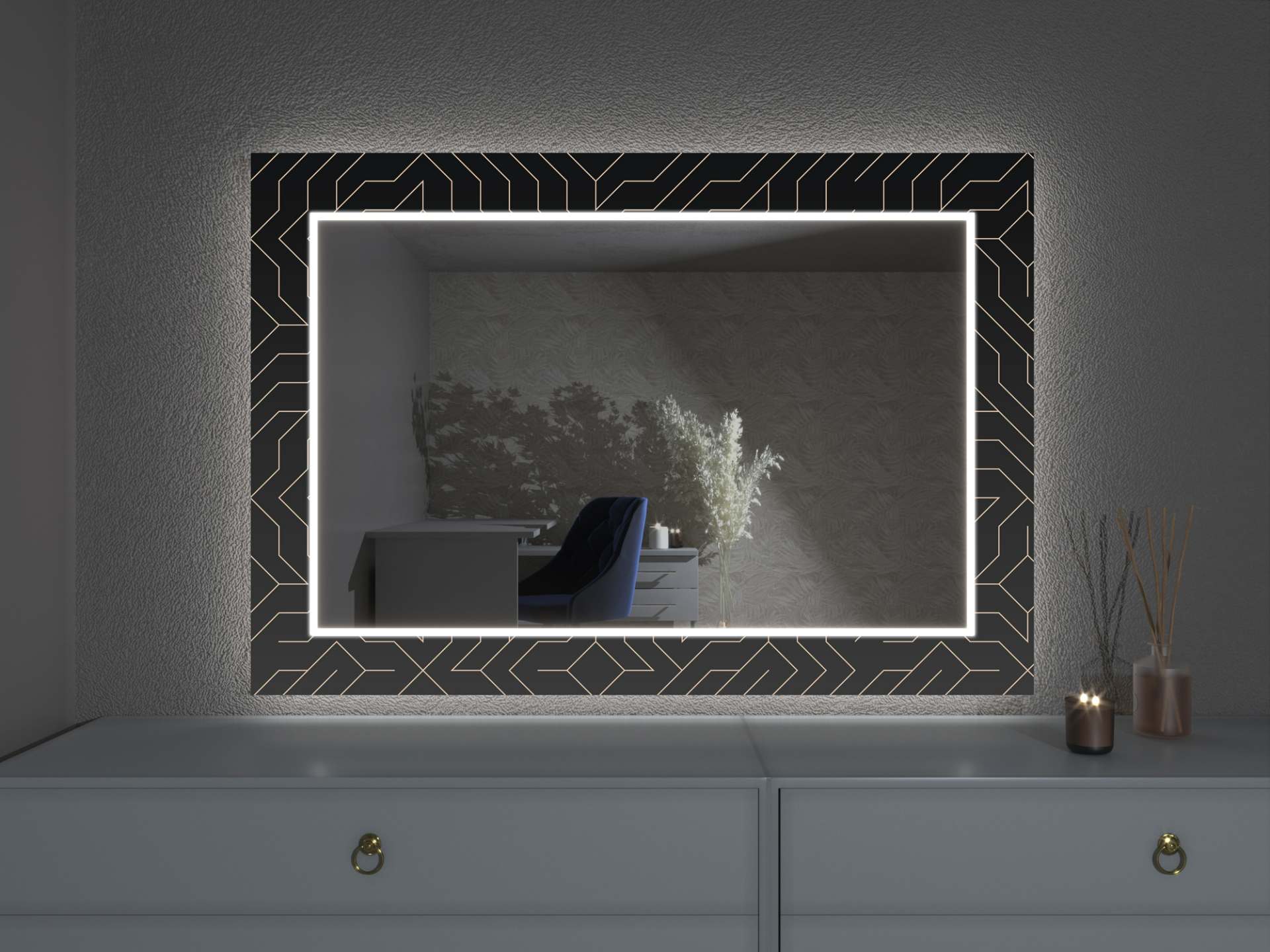 LED spiegel met decor D11