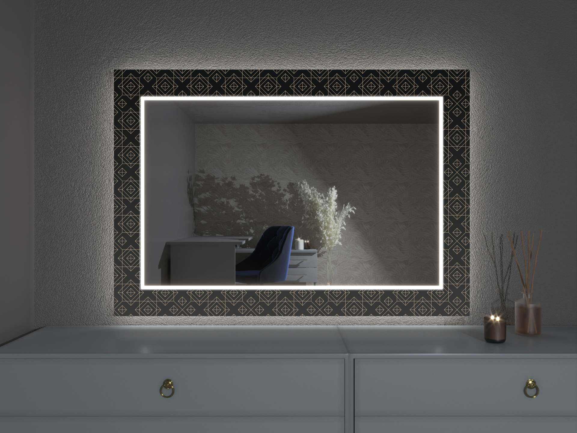 LED spiegel met decor D14